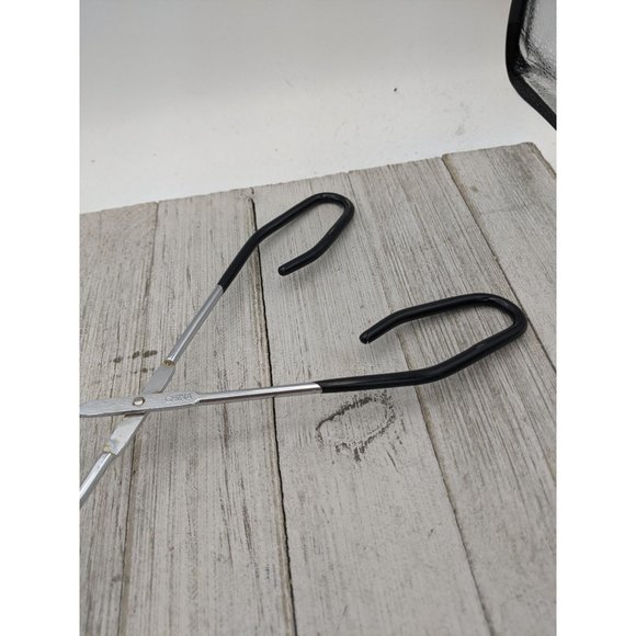 Tongs Salad BBQ Grilling Serving Utensil 10 3/4" Metal Black Nylon Coated Handle - Picture 5 of 7